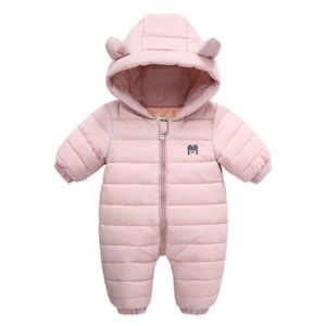 Mother’s BabyBear Blush pink Padded Winter Snowsuit size 12- 18 months